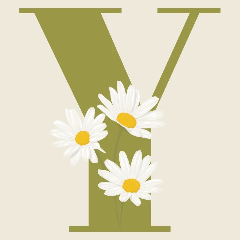 Letter y green daisies