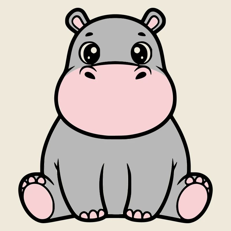 Süßes Baby Nilpferd Sitzend Kawaii