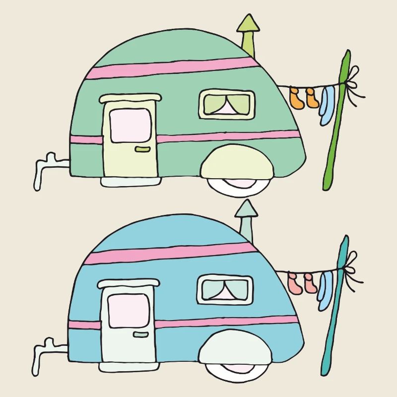 Duo de dessins animés Pastel Caravan