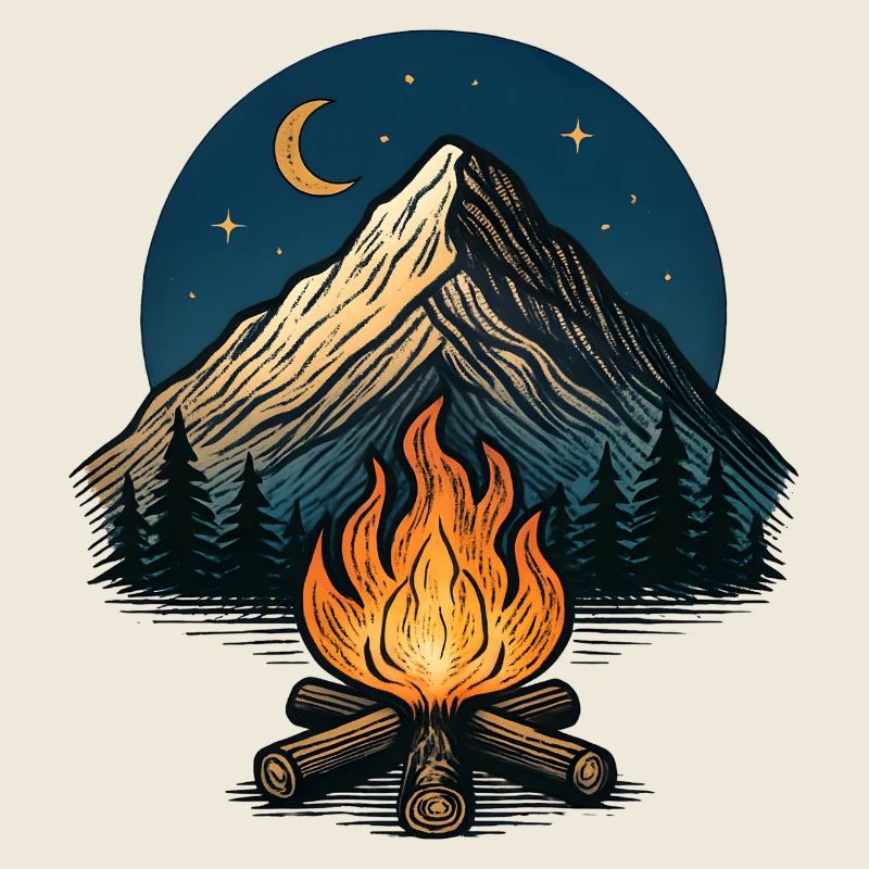 Nuit du feu de camp de la Lune de la Montagne