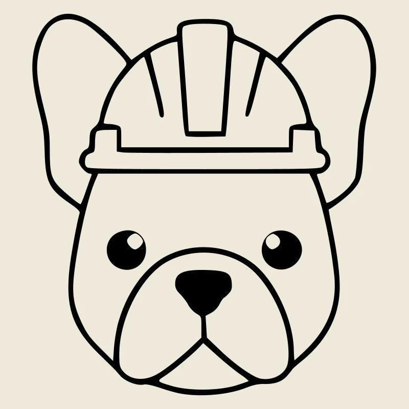 Frenchie Bauarbeiter Helm Outline