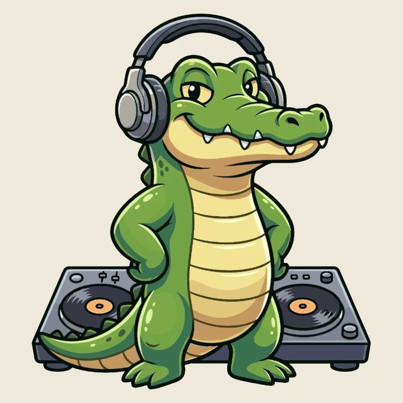Kroko DJ mit Kopfhörern
