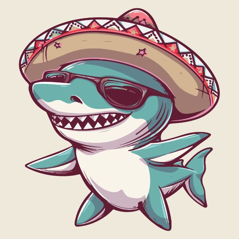 Shark Comic Funny Sombrero