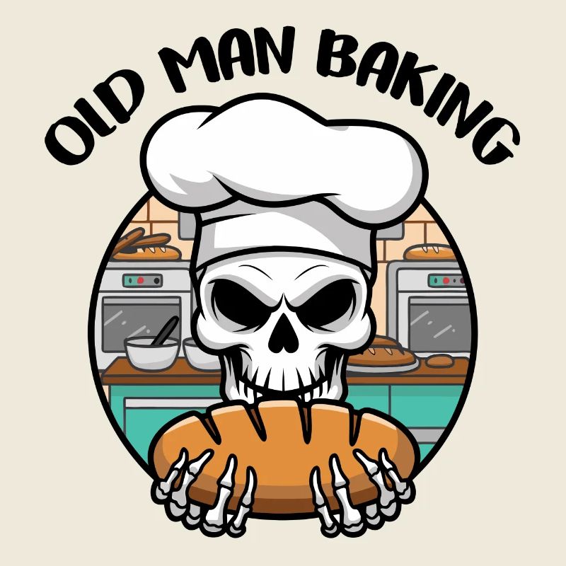 Lustiger Bäcker Skull mit Brot