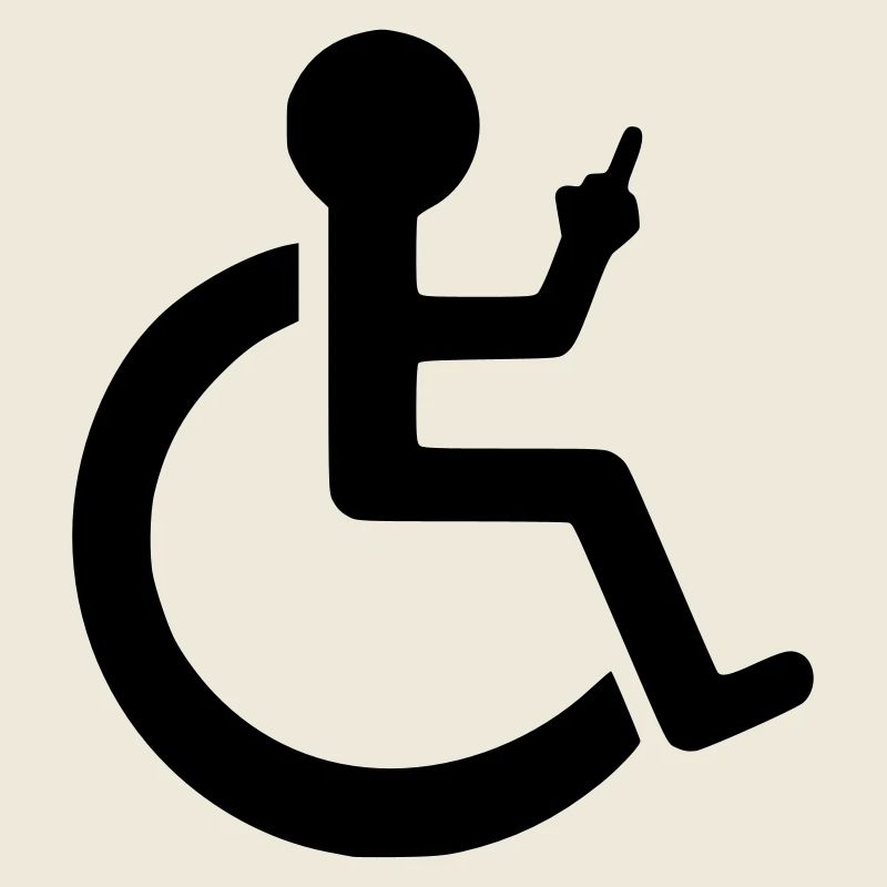Rollstuhlfahrer mit Mittelfinger #