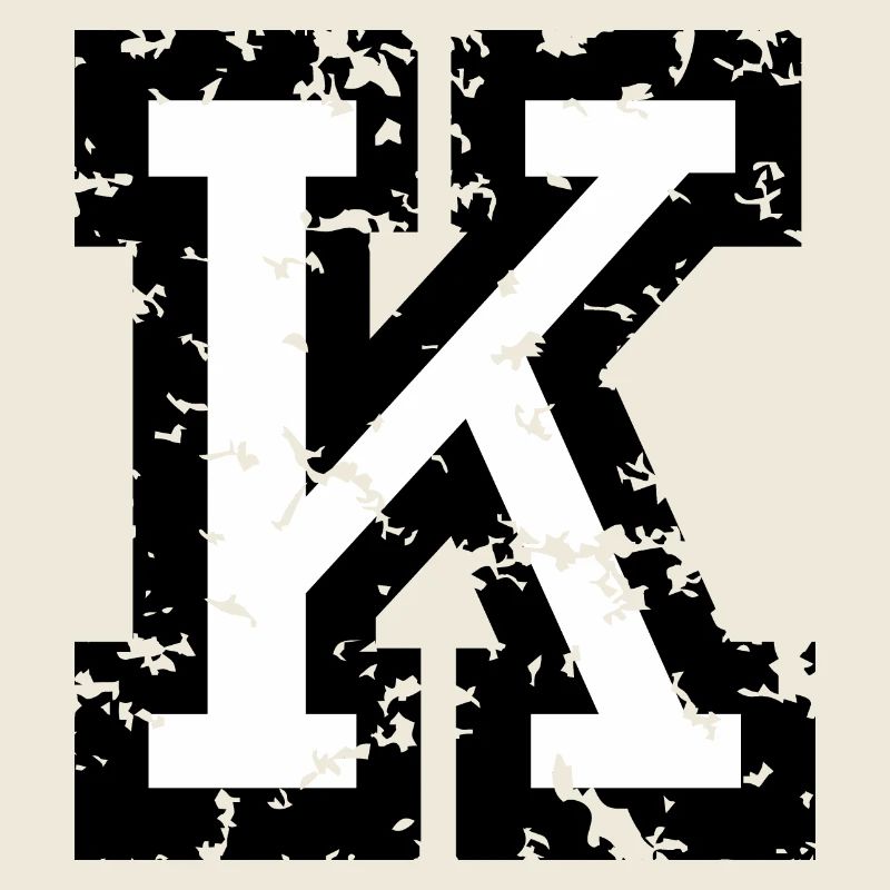 Letter K (Distressed) two-color Black/White