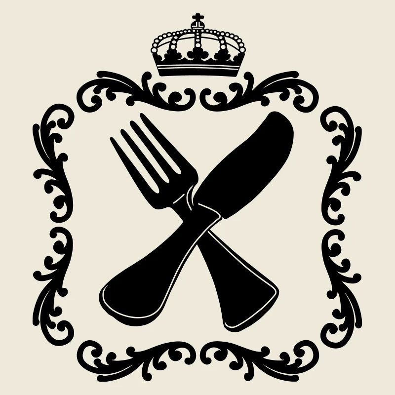 Cutlery frame with crown for restaurant logo