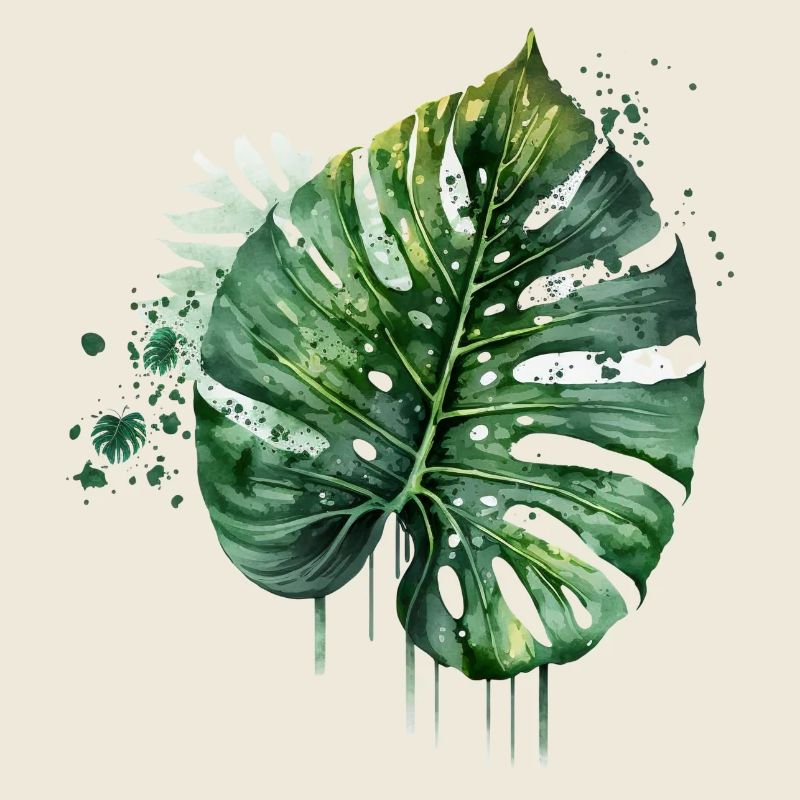 Monstera Tropical Leaf Watercolor