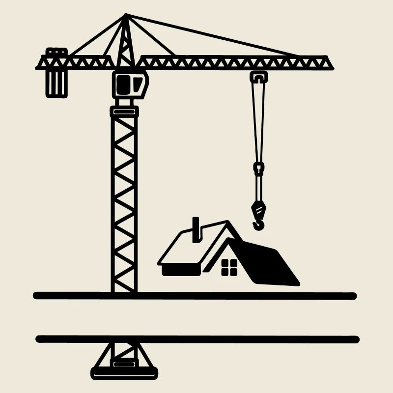 Grue de construction avec maison
