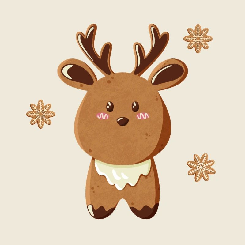 Cute Reindeer with Snowflakes