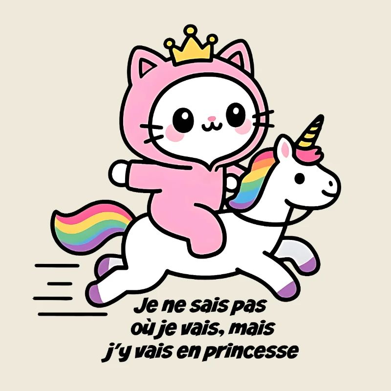 Rosa Katze auf Regenbogen-Einhorn