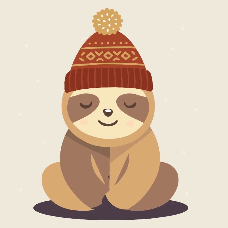 Cozy sloth with winter hat – animal motif