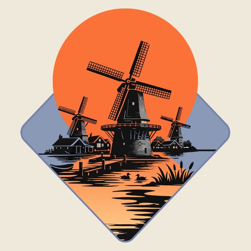 Exotic Windmills Sketch Art