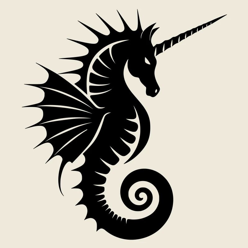 Einhorn-Seepferdchen Silhouette