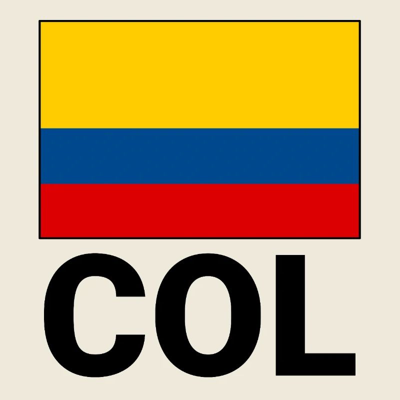 Colombia flag tricolor with abbreviation COL