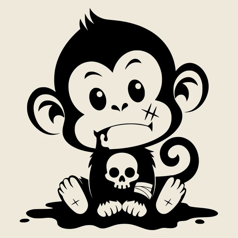 Singe mignon dans un style inquiétant