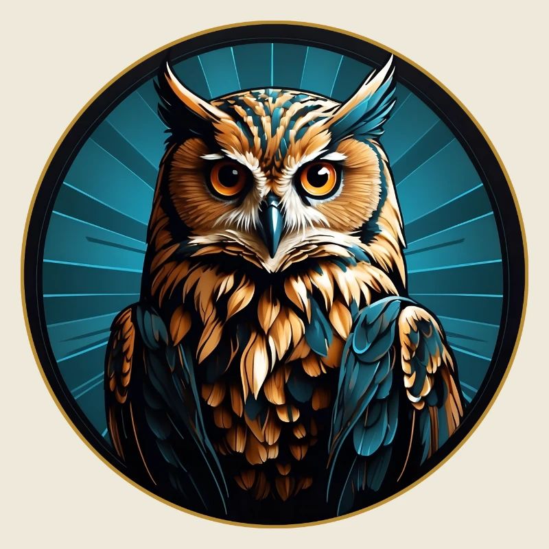 Colorful graphic owl design for owl fans