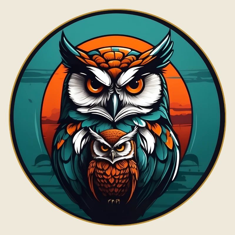 Colorful graphic owl design for owl fans