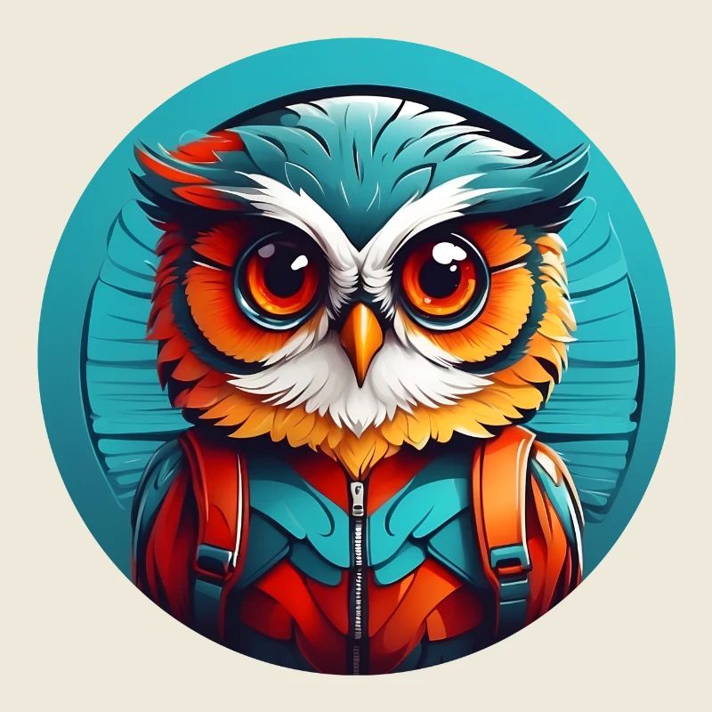 kleine süsse Eule im Farbkreis Eulendesign