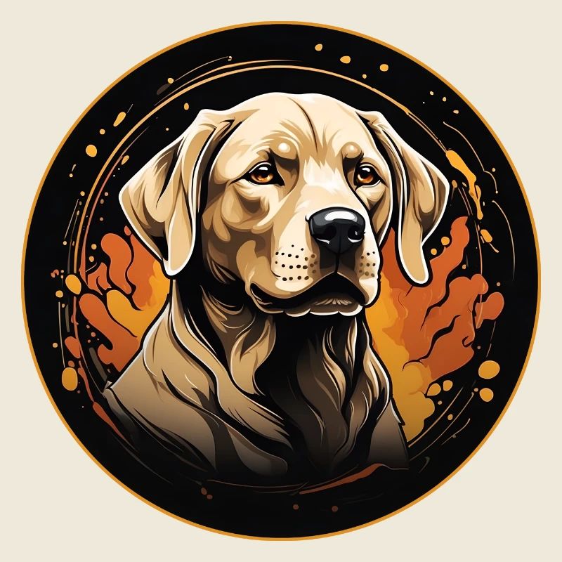 Portrait de Retriever Labrador doré sur roue chromatique