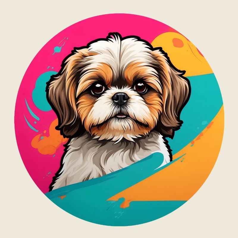 Portrait de Shih Tzu sur la roue chromatique