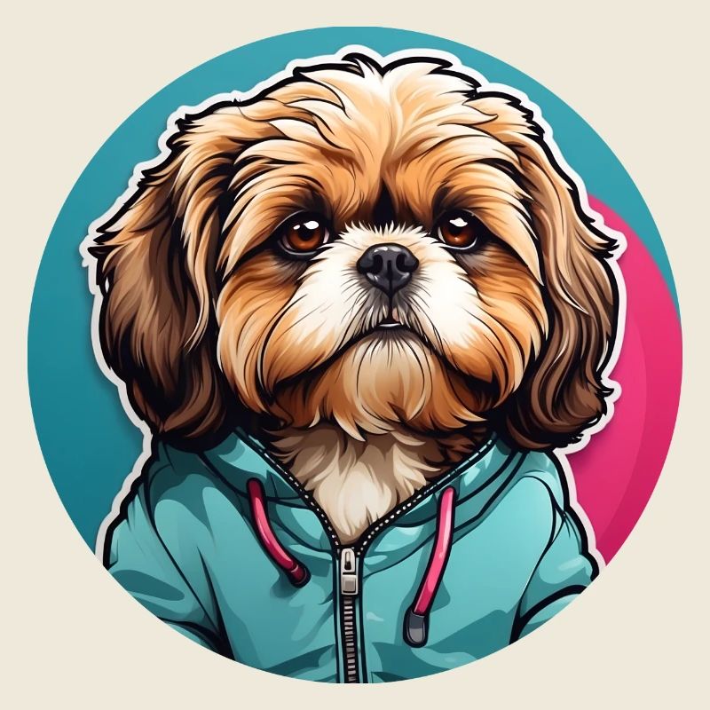 Portrait de Shih Tzu sur la roue chromatique