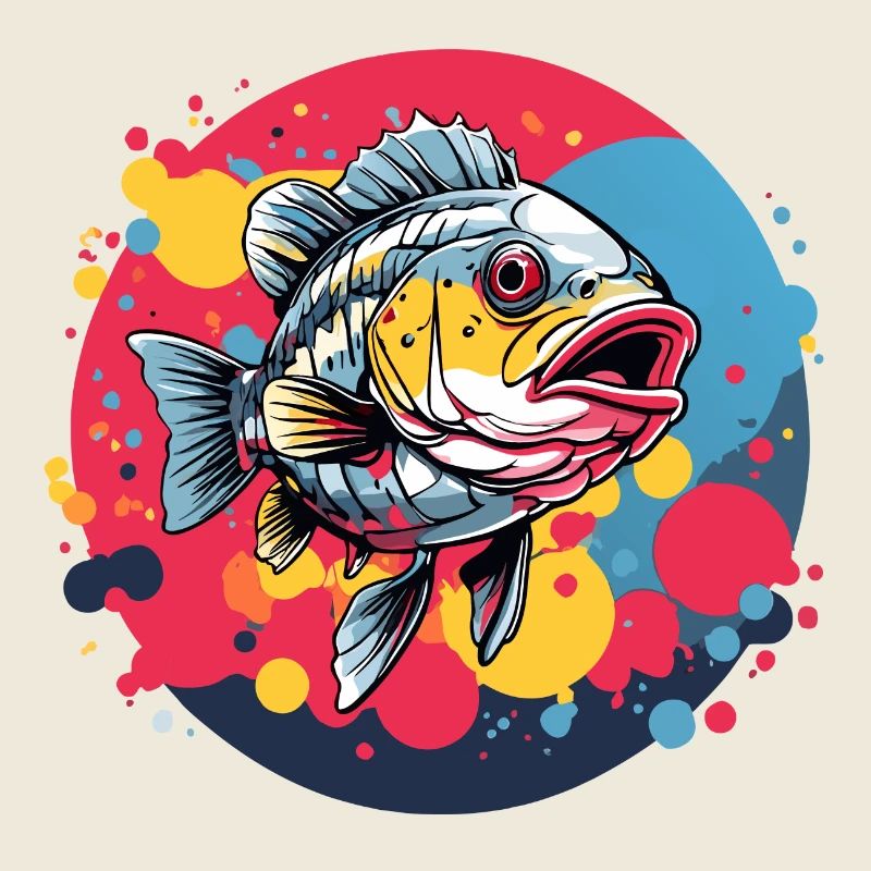 Barsch im Farbkreis. Herrlich buntes Barschdesign