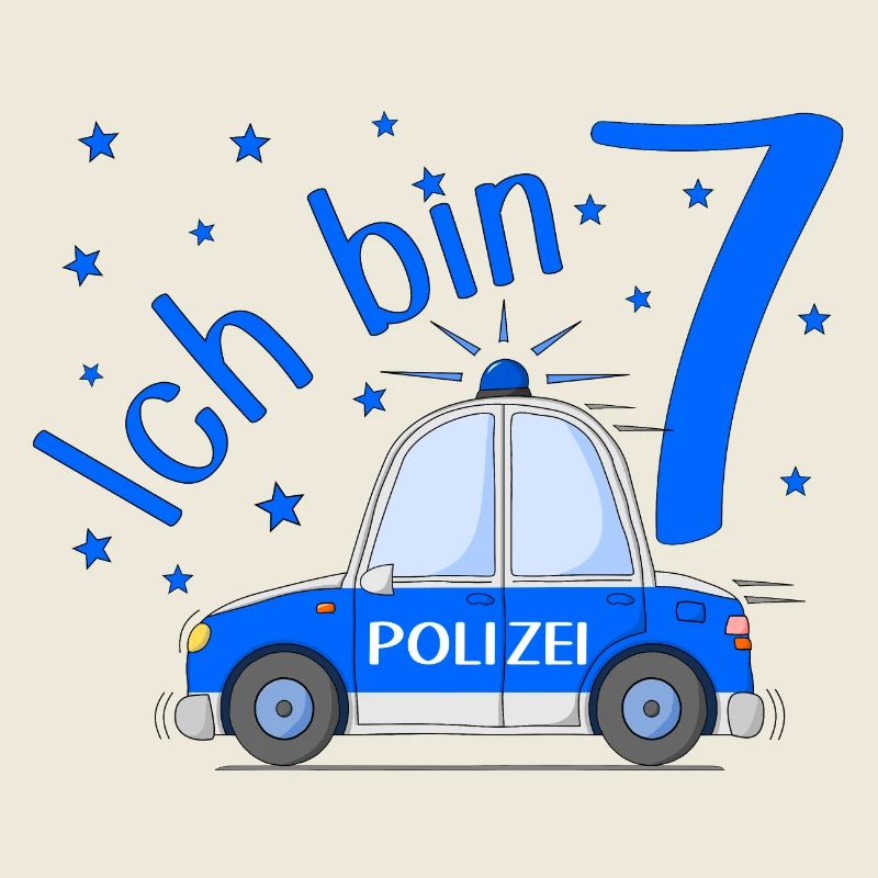 Polizeiauto Ich bin 7 Geburtstag Blau