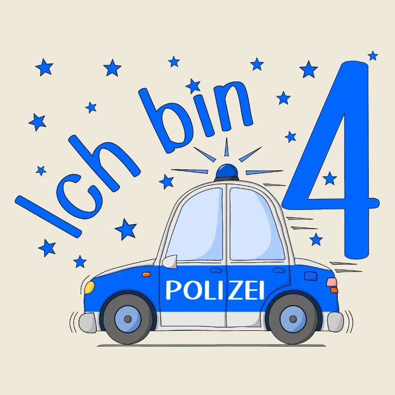 Polizeiauto Ich bin 4 Geburtstag Blau
