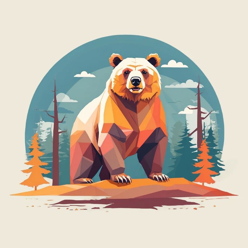 Polygon bear in the forest