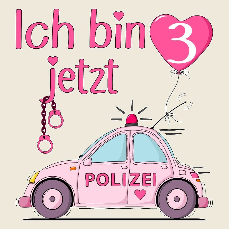 Polizeiauto Ich bin jetzt 3 Geburtstag Rosa