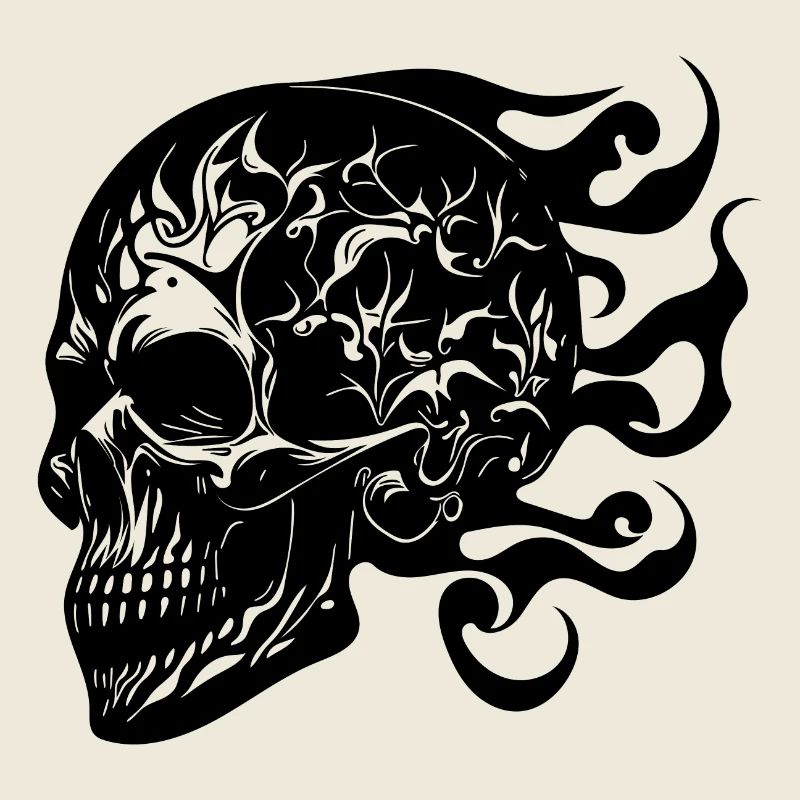 Lachender brennender grinsender Tattoo Schädel