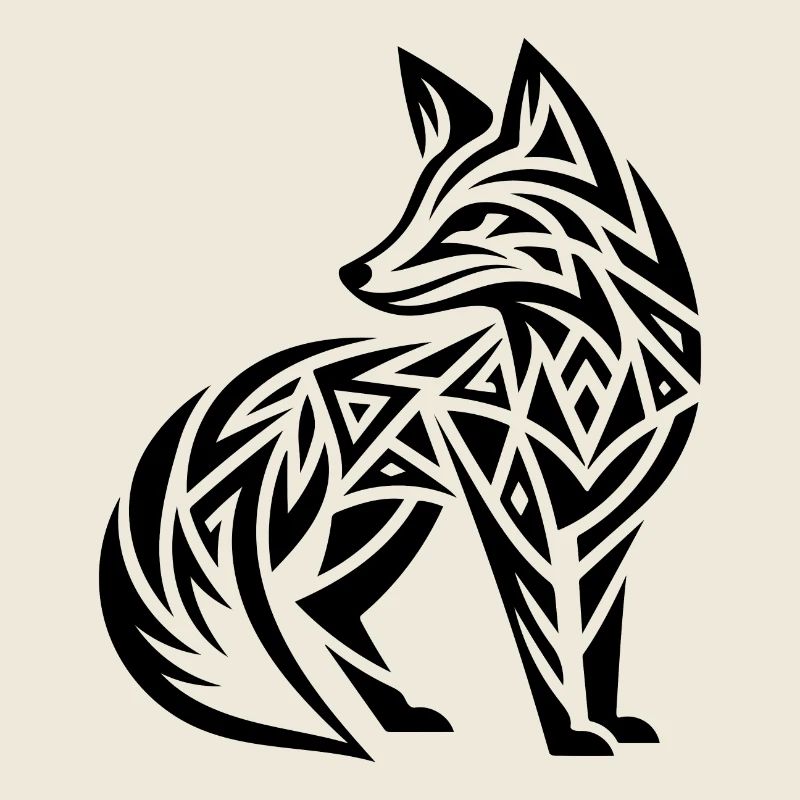 Renard mignon dans le style de tatouage tribal