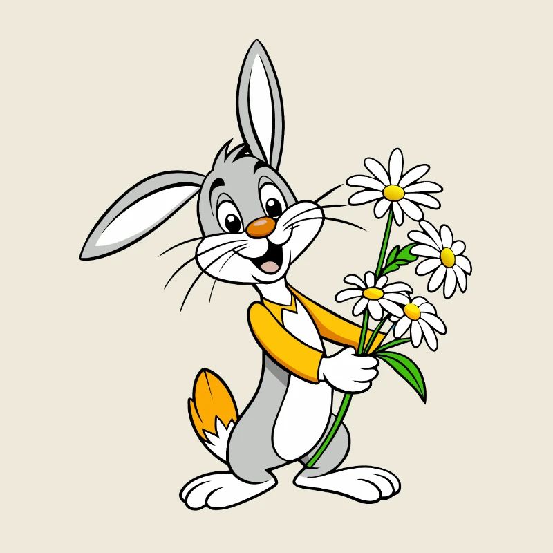 Jubilant Jackrabbit with Chamomile Bouquet