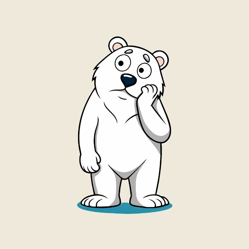 Perplexed Eisbär: Neugieriger Cartoon-Bär