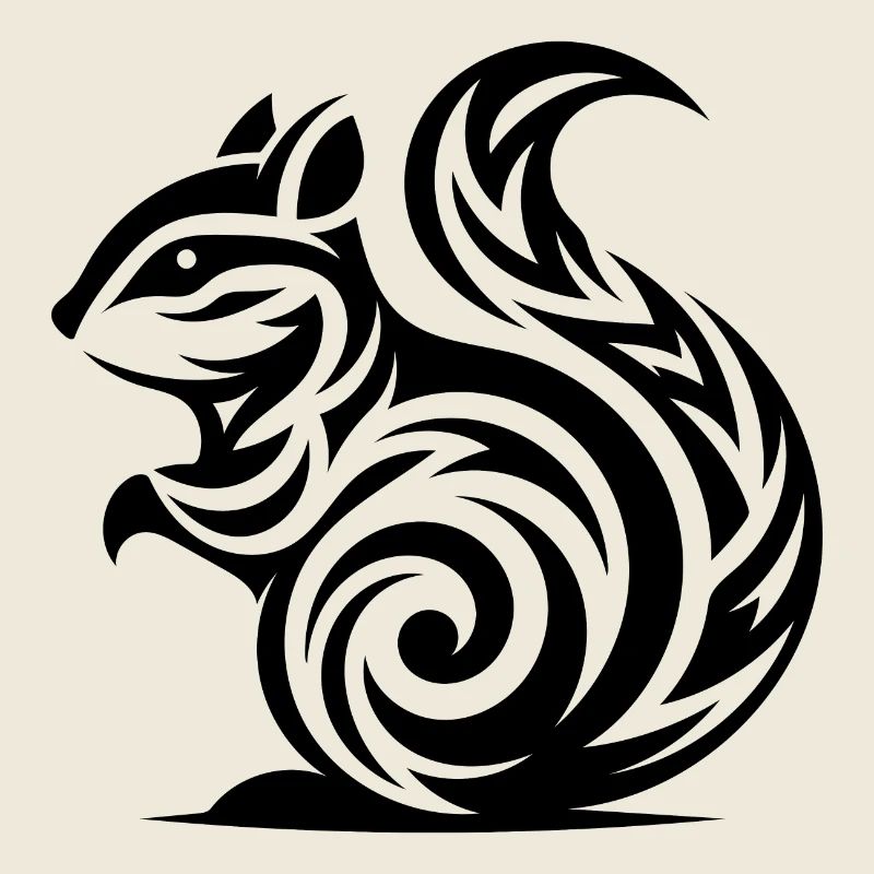 Kleines Baby Eichhörnchen in Tattoo Style