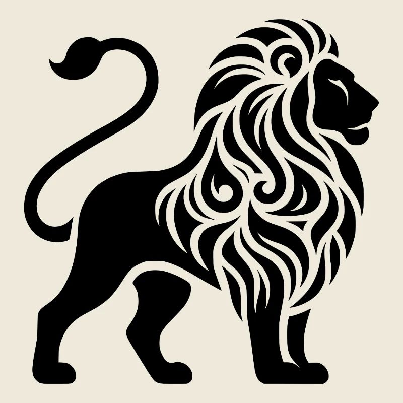 Eleganter Tattoo Löwe mit mächtiger Mähne