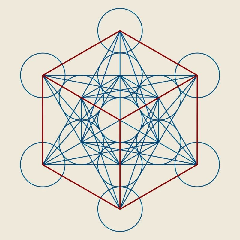Le cube de Metatron - rouge bleu
