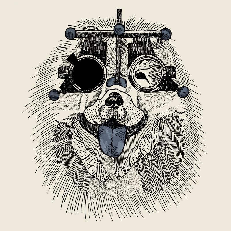 Augenoptiker Hund mit Messbrille