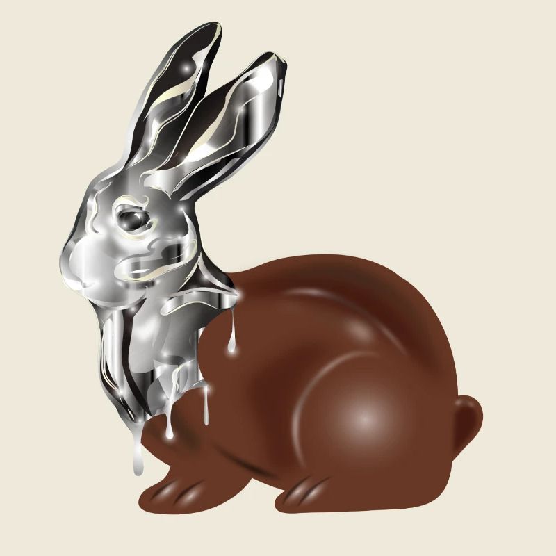 Chocolate Easter bunny in high-gloss chrome look