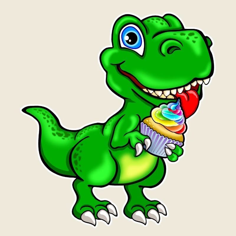 Dino avec Cupcake Muffin coloré