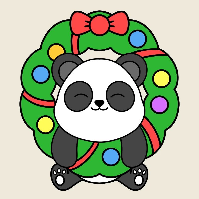 Mignon Noël panda ours joyeux Noël