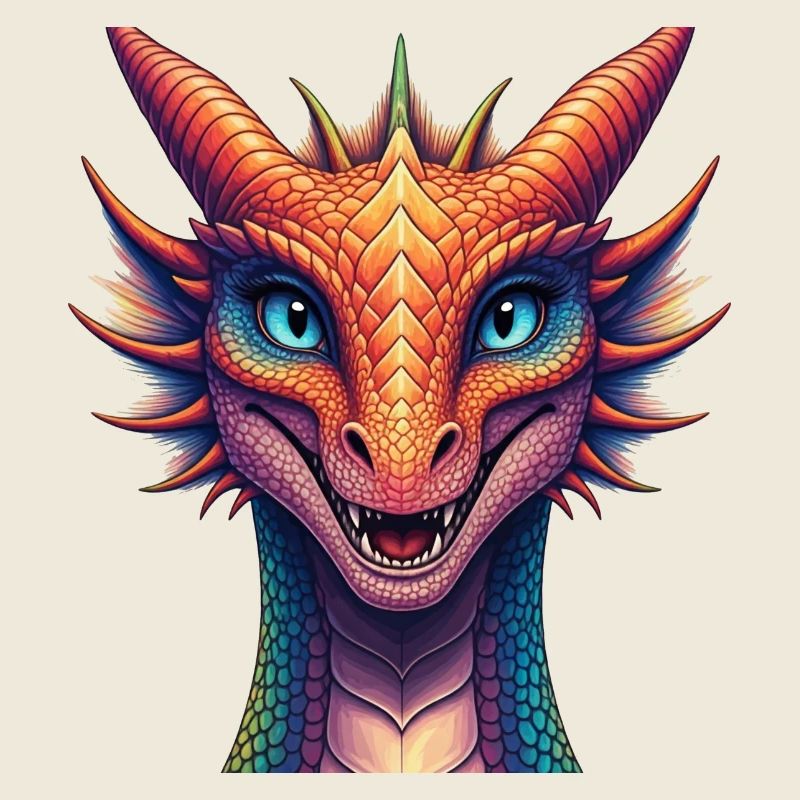 Lebendiger Regenbogen-Drachenkopf