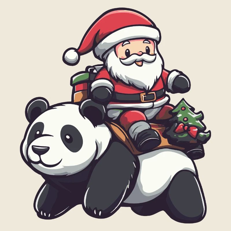 Panda Père Noël Dessin animé