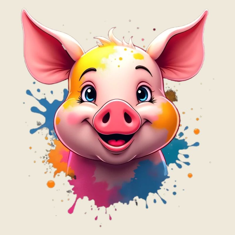 Jolie tête de cochon avec des touches de couleur