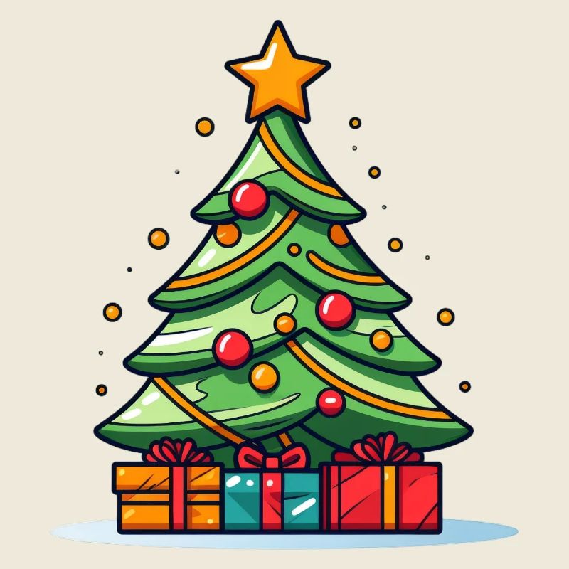 Lebendiger Weihnachtsbaum mit Geschenkpracht