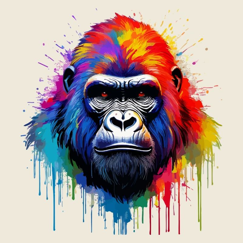Rainbow Gorilla Art Splash