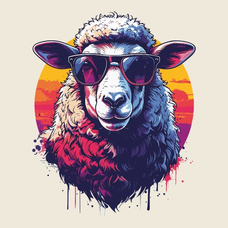 Cooles Retro-Schaf mit Brille