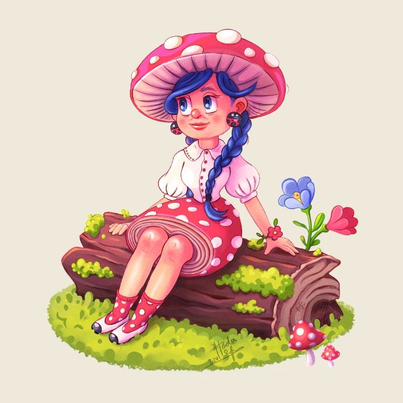 Pilzmädchen im Wald