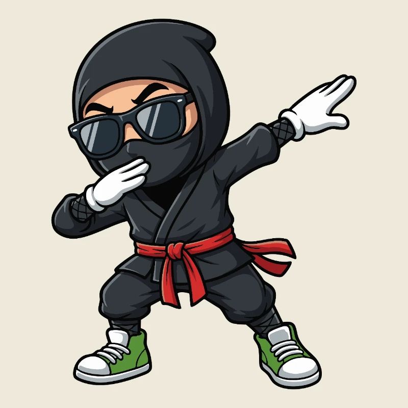 Funny Dabbing Ninja Cartoon